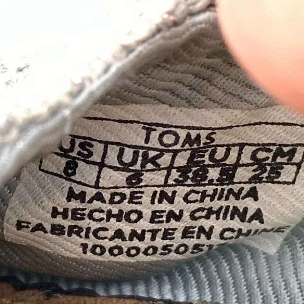 Toms flats sz 8 38.5 blue silver metallic ballet
